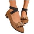 thumbnail image 6 of HomeDM Womens Low Block Mary Jane Shoes Closed Pointy Toe Elastic Ankle Strap Dressy Comfortable Dress Shoes, Brown Size 7.5, 6 of 9