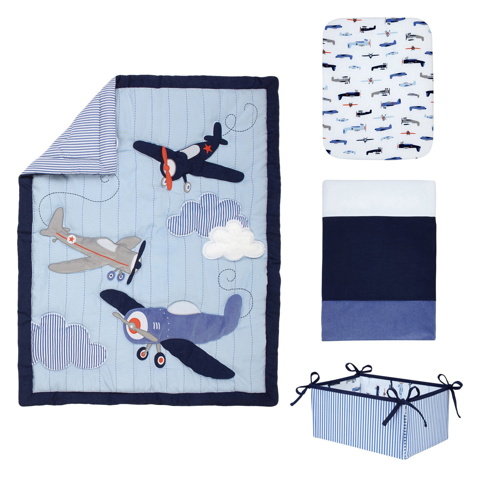 Take Flight 4 Piece Airplane Crib Bedding Set by Carters