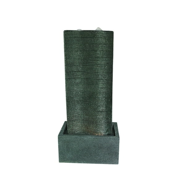 LED Lighted Bubbling Curved Wall Outdoor Garden Fountain - 31"