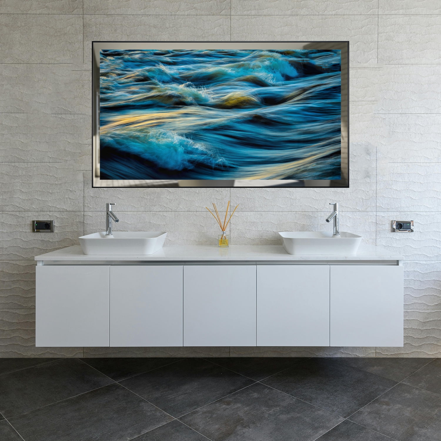 Soulaca 43 inch Mirror Vanishing Large 4K Screen LED Smart Bathroom TV IP65 Waterproof Goo-gle Television WiFi ATSC DTV Tuner