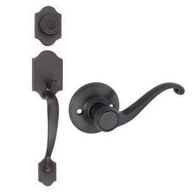 Design House 753806 Sussex 2-Way Entry Door Handle Set with Lever, Handle and Keyway, Adjustable Backset