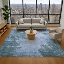 Addison Rugs Mayfield Premium Machine Washable Transitional Abstract Denim Rectangle Rug, 5' x 7'6"
