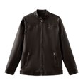 thumbnail image 2 of AZoiNM Men's Faux Leather Jacket Casual Motorcycle Biker Coat Stand Collar Zip Front Lightweight Fashion Outerwear with Zipper Pockets, 2 of 13