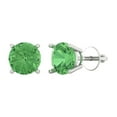 thumbnail image 2 of 3 Ct Round Cut Studs Green Crystal 14K White Solid Gold Everyday Dainty Earrings Screw Back, 2 of 7