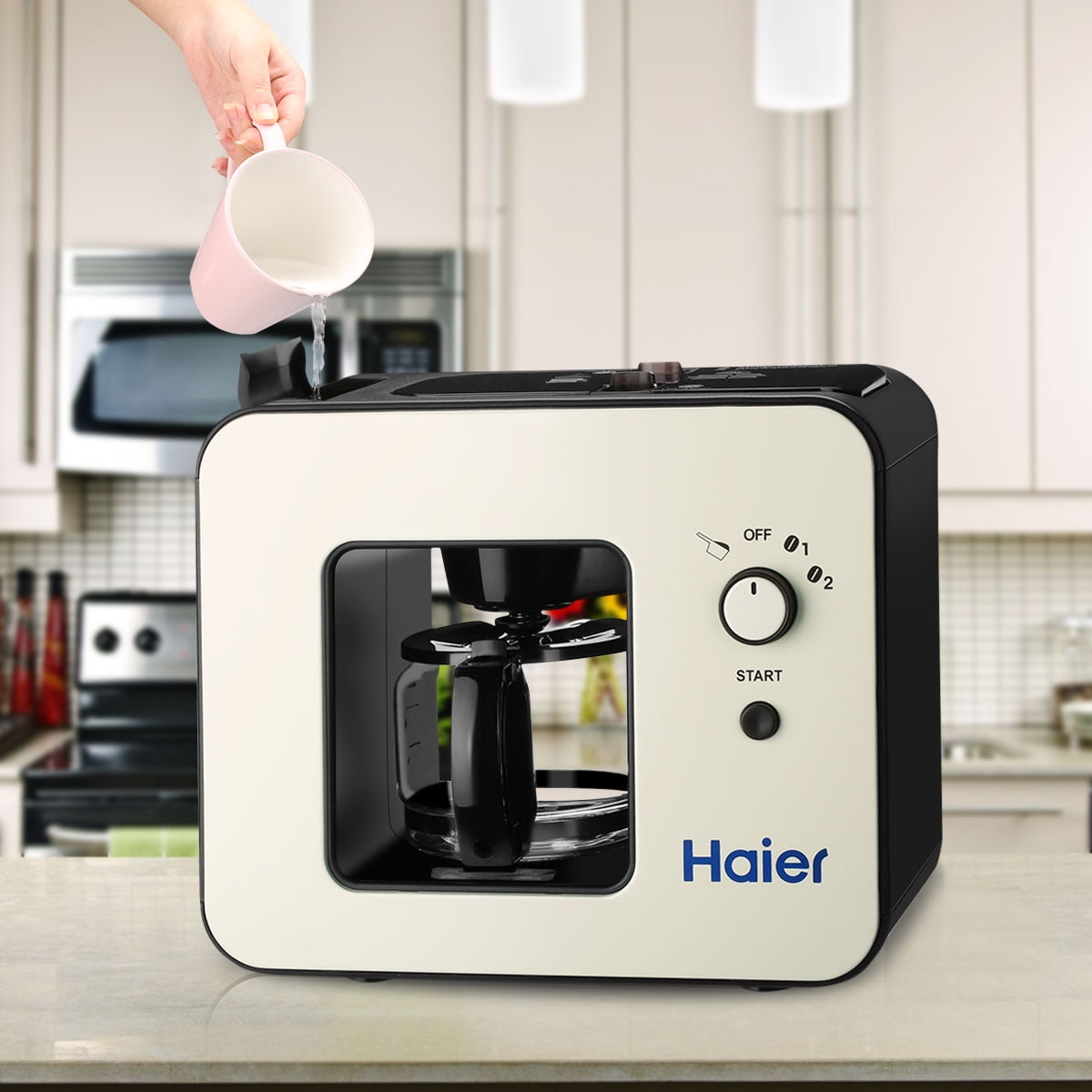 Haier Retro Velocity Brew 4Cup Automatic Coffee Brewer with Bean