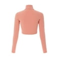 thumbnail image 4 of Made by Olivia Women's Solid Long Sleeve Mock Neck Solid Crop Top T Shirt, 4 of 6