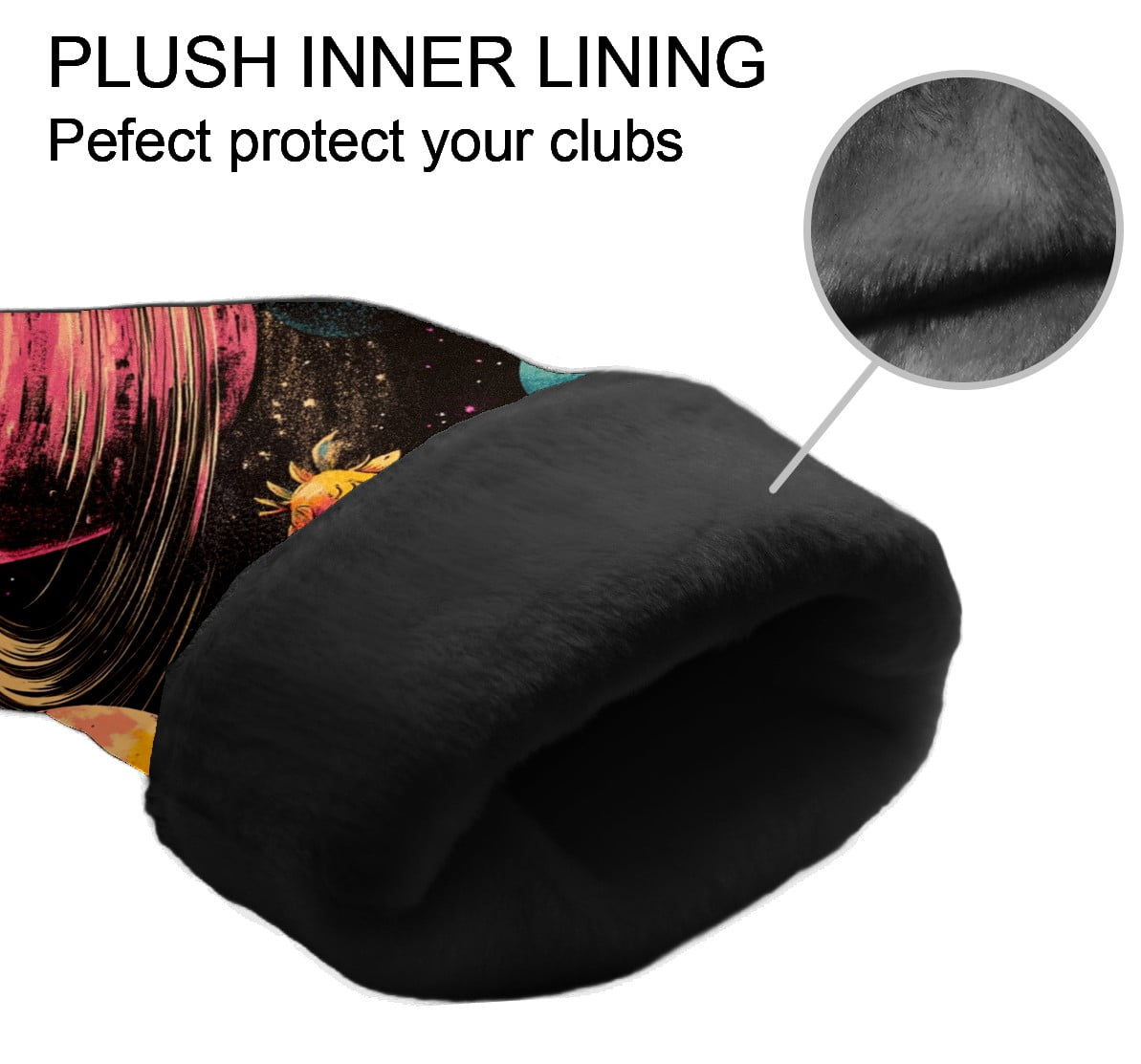 Golf Club Covers PU Leather Waterproof Head Covers for Fairway Woods Hybrids Anime Space Unisex Fits Most Brands