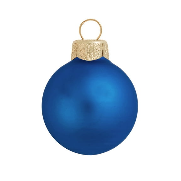 Whitehurst Matte Finish Glass Christmas Ball Ornaments - 4" (100mm) - Blue Delft - 6ct