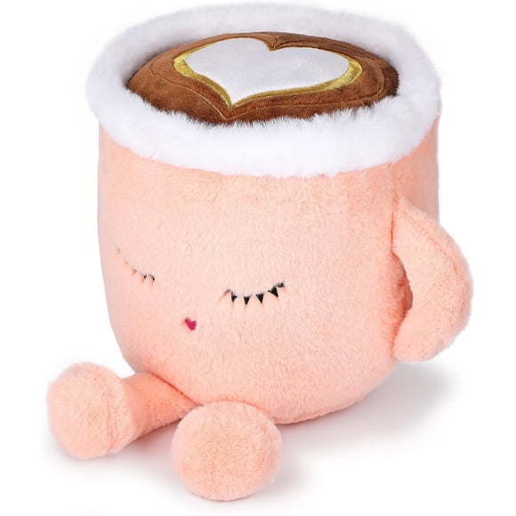 Jouet en Peluche Latte, Tasse à Café en Peluche de 30 cm, Oreiller en Peluche, Poupée Douce, Coussin Câlin - Cadeau pour Tous les Âges