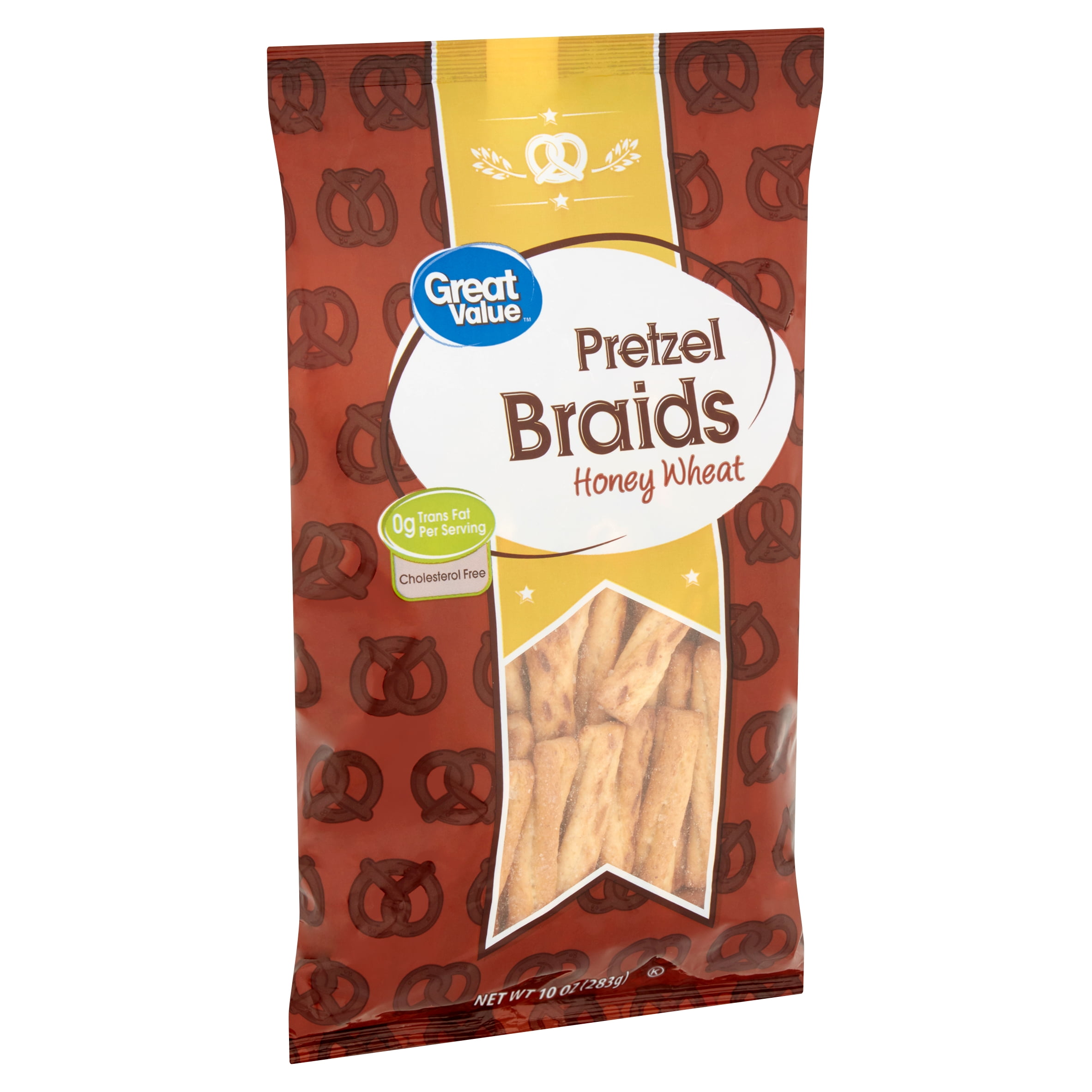 Great Value Honey Wheat Pretzel Braids, 10 oz