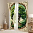 thumbnail image 3 of Homewish Vintage Nature Tree Kitchen Curtains,Mountain Landscape Black Out Curtains Pack of 2 (42x63 Each),Green Cream, 3 of 6