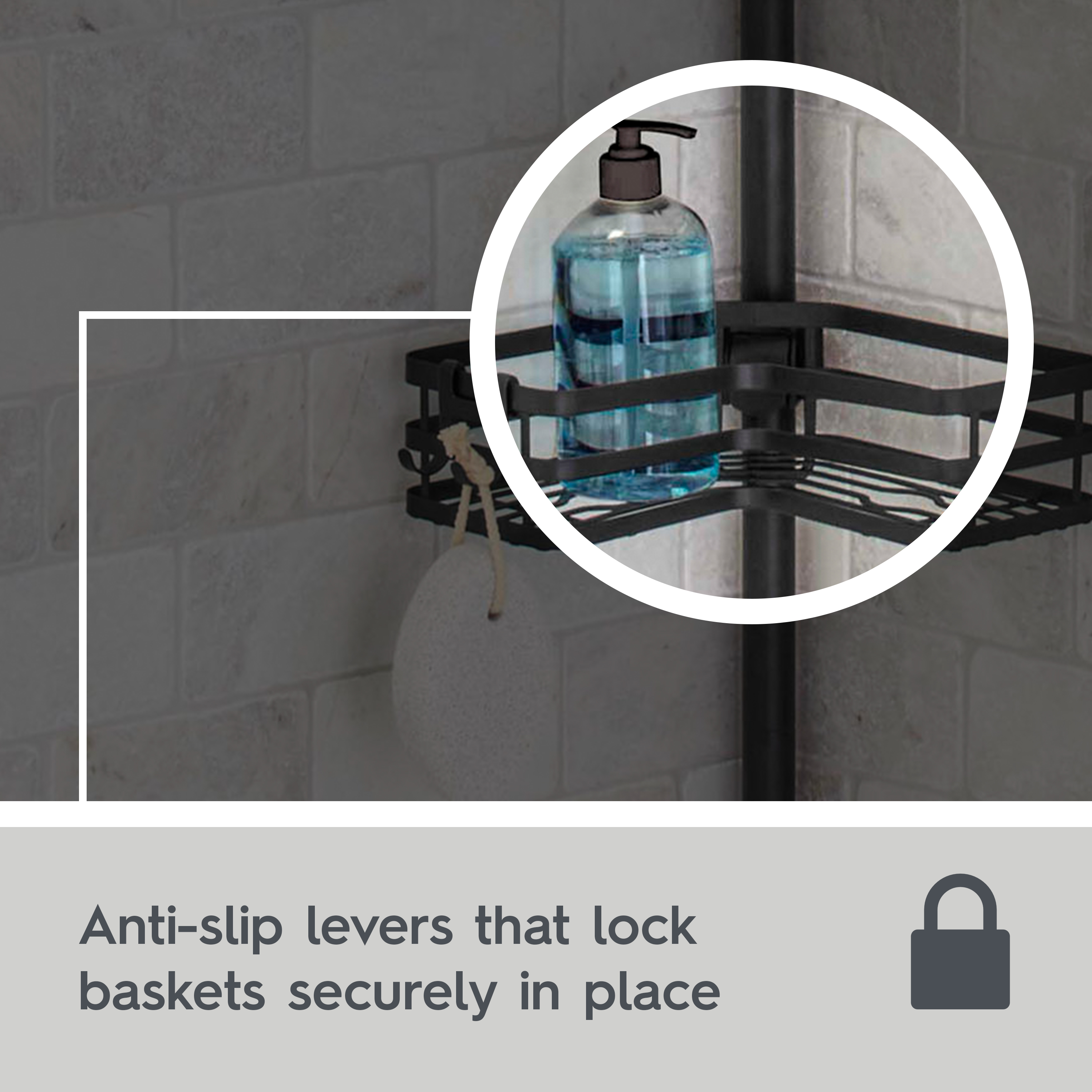 Better Homes & Gardens Tension Pole Shower Caddy, Matte Black photo 6
