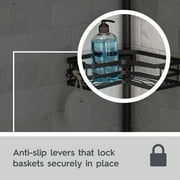 Better Homes & Gardens Matte Black Rust-Resistant Tension Pole Shower Caddy with 3 Adjustable Baskets