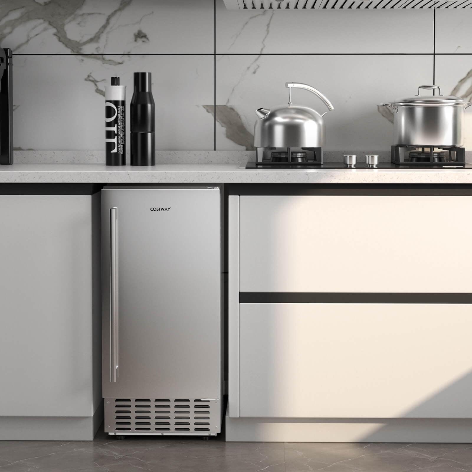 Costway Under Counter Nugget Ice Maker with Self-Cleaning 80 lbs/Day 24H Timer LCD Control