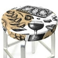 thumbnail image 3 of Xecao's French Food Print Stool Covers offer stylish, washable protection for PU round bar stools, perfect for home or commercial use., 3 of 7