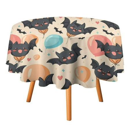 

JINGDS Cute Halloween Bats Balloon Design-335 Round Table Cloth Halloween Tablecloth Thanksgiving Day Table Cloth Round Cover Circle Tablecloth for Halloween Thanksgiving Fall Party