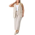 thumbnail image 2 of Agnes Orinda Women's Plus Size Linen Blazer Vests Button Up Sleeveless Waistcoat Casual Business Suit Jacket with Pockets 1X Apricot, 2 of 5