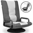 thumbnail image 1 of Gymax Gaming Floor Chair Folding Lazy Sofa 6-Position Adjustable Swivel w/Armrest Gray, 1 of 10