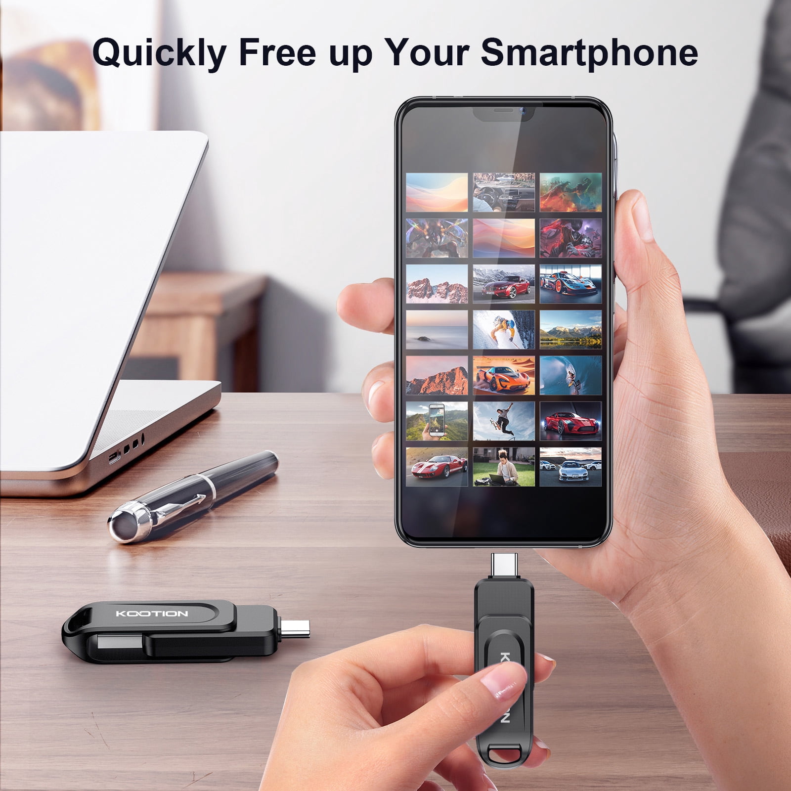 128GB USB C Flash Drive 100MB/s Swivel Dual USB 3.0 Thumb Drive USB-A Type-C Memory Stick compatible with iPhone 15/16/17
