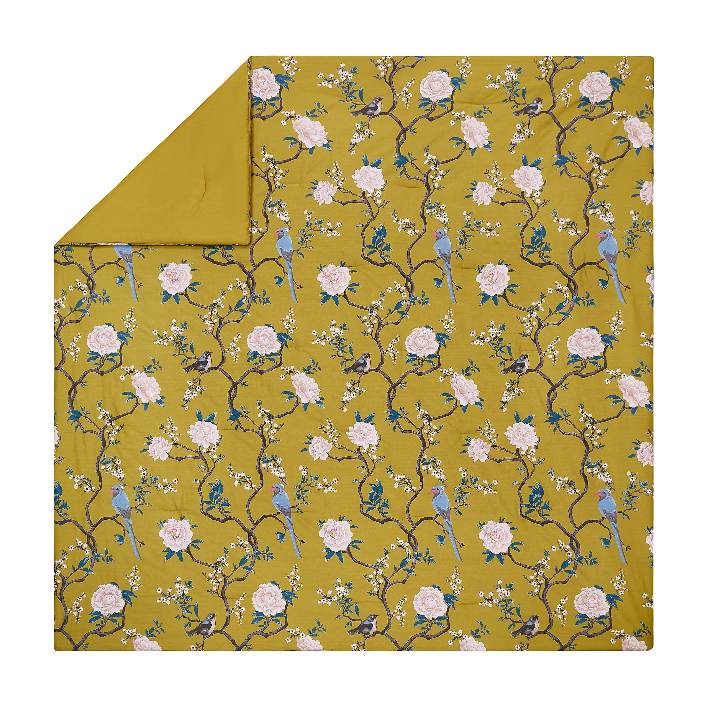 Ocleppo Bird Chinoiserie 3-Piece Comforter Set, Gold, King