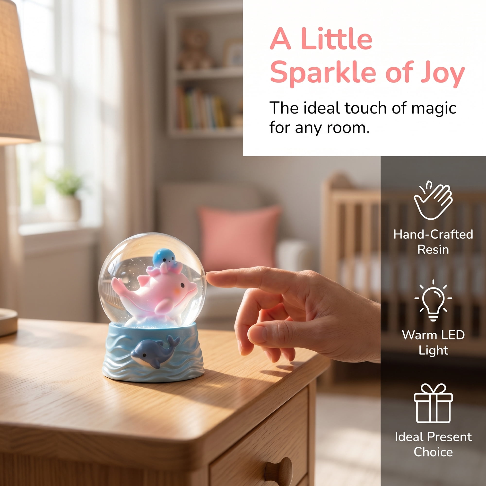 Unique Bargains Cartoon Light Up Crystal Ball Mini Resin Figurine Snow Globe Blue Style C