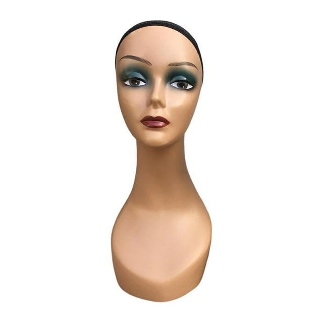HILABEE Female Bald Mannequin Head Manikin Head Stand Smooth Stable Base Display Dark Green