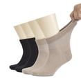 thumbnail image 4 of HUGH UGOLI Men's Cotton Diabetic Ankle Socks, Wide, Thin, Loose Fit and Stretchy, Seamless Toe & Non Binding Top, 8 Pairs, LightBeige / Black, Shoe Size: 8-11, 4 of 4