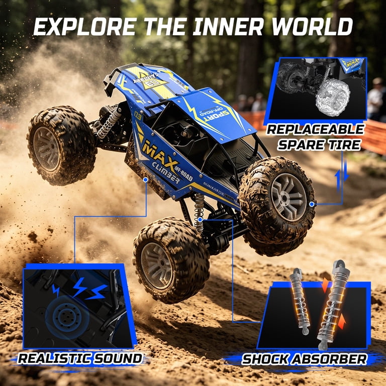 JoyStone Metal Car 1:8 Scale 4WD RC Monster Truck, Remote Control