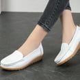 thumbnail image 4 of hopeusnice Women's Faux Leather Wedges Shoes Slip On Flats Loafers Comfortable Breathable Shoes Low Heel Walking Shoes Driving Shoes for Women White 42, 4 of 5
