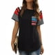 thumbnail image 2 of Camiseta de mujer Camiseta de manga corta con estampado de rayas Camiseta casual de verano, Negro, XL Yuarrent AP001701-04, 2 of 5