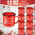 thumbnail image 3 of 8 Pcs Christmas Mugs Sets 12 oz Enamel Christmas Coffee Mugs Bulk Novelty Holiday Cups for Hot/cold Beverages for Home School Office Table Centerpieces Xmas Holiday Party Gift(Green), 3 of 12