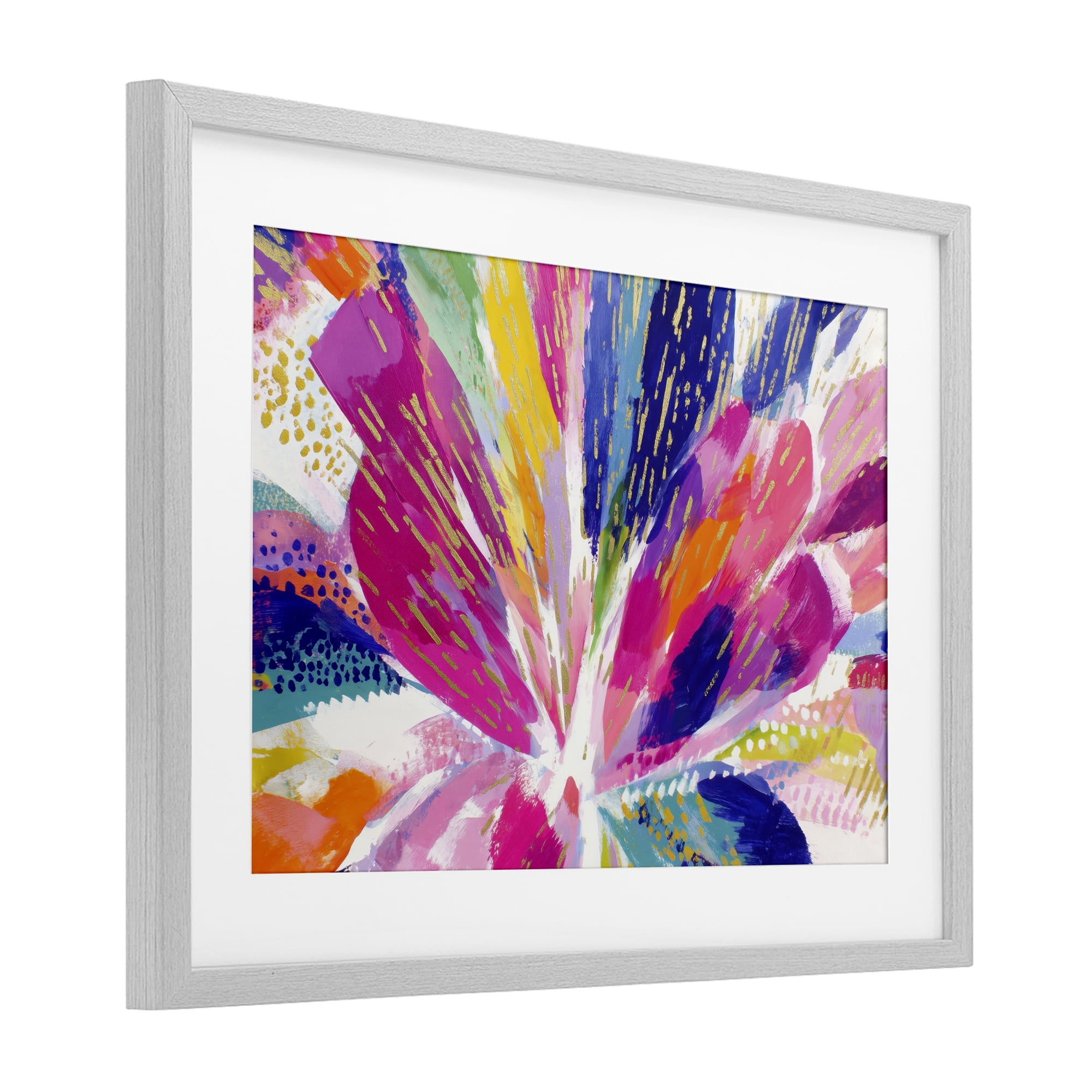 Stupell Industries Flower Burst in Vibrant Tones Gray Framed Print Under Glass, design by Chromatic Storm Studio