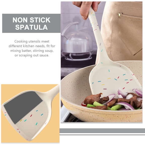 LOLIPPYY Silicone Cooking Shovel with Long Handle 1 Set Non Stick Spatula Heat Resistant Kitchen Utensil