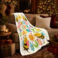 thumbnail image 3 of Sweet Like decorative motif Bee Garden Theme Whimsical Cartoon, Warm Flannel Blanket for Sunroom and Reading Nook, Playful Botanical Garden Scene, Garden Lovers Valentine's Day Gift, 3 of 9