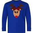 thumbnail image 3 of Inktastic Cute Girl Reindeer with Buffalo Plaid Bow Long Sleeve Youth T-Shirt, 3 of 5