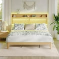 thumbnail image 6 of IdealHouse Rattan King Size Bed Frame with RGB LED Lights, Boho Style, Storage Headboard & Charging Station, No Box Spring Needed, 6 of 8