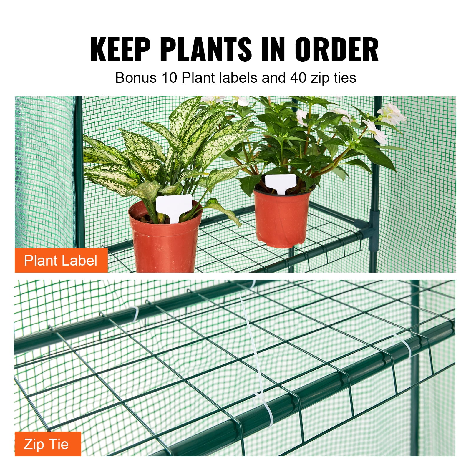 KFFKFF Portable Greenhouse, Dimensions 4.6 x 2.4 x 6.7 ft, Equipped with Shelving Units, Robust PE Cover Incorporating Doors and Windows, Steel Framework, Quick Assembly