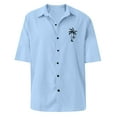 thumbnail image 3 of Qwertyu Mens Button Down Short Sleeve Shirt Cotton Linen Hawaii Shirts Casual Tropcial Vacation Beach Summer Tops Sky Blue 4XL, 3 of 4
