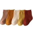 thumbnail image 1 of Toddler Socks Solid Color 5 Pairs Soft Thin Baby Cotton Socks Infant Crew Socks, 1 of 10