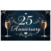 LUUFILx 25th Anniversary Celebration Backdrop Background Party Supplies Champagne Decoration Banner Photography Props Decors Event Special Occasions