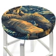 thumbnail image 3 of Lsque Astronaut Starry Night Pattern Round Bar chair cushion covers Velvet Fabric Premium Comfort Protects from Scratches and Stains for 14-17 Inch Chair-12 inch, 3 of 7