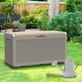 thumbnail image 7 of 380L/100Gal Litre Resin Weatherproof Deck Box Rustproof storage for Patio Furniture with Cushion & Gas Poles Easily Seats 2 Adults, Outdoor Cushions, Garden Tools and Pool Toys, Gray, 7 of 7