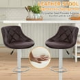 thumbnail image 4 of Modern Bar Stools Set of 2 Counter Height Adjustable Bar Chairs with Back and Chrome Base PU Leather Barstools Island Chairs for Kitchen Living Room Pub Swivel Bar Stools (Brown), 4 of 7