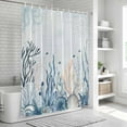 thumbnail image 6 of Ocean Blue Coral Shower Curtain, Waterproof Shower Curtains for Bathroom, Summer Coastal Starfish Flower Washable Fabric Bathtub Curtain Set Bath Decor with 12 Hooks Standard 72"x72", 6 of 8