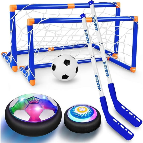 Beefunni Hover Hockey Set for Kids, Rechargeable Floating Air Soccer Hockey Ball with Led Light, Indoor Outdoor Sports Game Toy Gifts for 3 4 5 6 7 8  12 Years