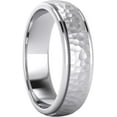 thumbnail image 3 of Heavy Solid Sterling Silver 6mm and 8mm Hammered Unisex Wedding Band Comfort Fit Ring Raised Center Polished Sides, 3 of 8