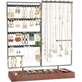 thumbnail image 1 of Organizador Exhibidor Joyero Estante de 6 niveles con 144 Agujeros de Aretes Pendientes con Bandeja para Anillos Collares -Negro,Negro, 1 of 6