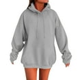 thumbnail image 4 of Uqiangy Oversized Hoodies for Women Tunic Sweatshirts for Women Crew Neck Sweatshirts Women Women's Sweatshirt Womens Crewneck Sweatshirt Fleece Pullover Women Hoodies for Women Gray 3XL, 4 of 9