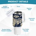 thumbnail image 4 of 40 Oz Car Handle Water Bottle Water Cup Water Bottle Water Jug Coffee Cup Travel Water Bottle Blue Flowers and Tigers, 4 of 8