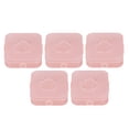 thumbnail image 1 of Estuche de almacenamiento para borlas de maquillaje, 5 unidades, transparente, rosa, portátil, a prueba de polvo, transpirable, contenedor para borlas de maquillaje, 1 of 14